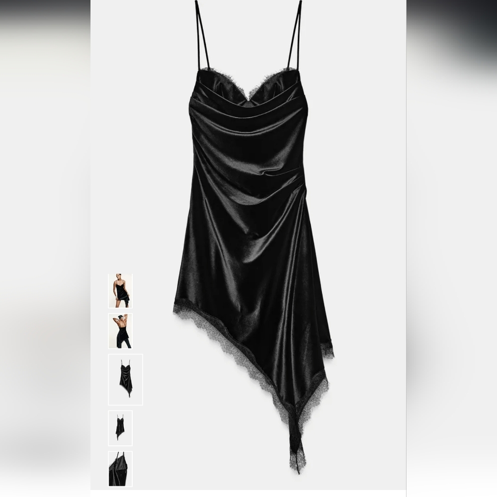 Zara Elegant Black Asymmetrical Dress - Picture 8 of 10